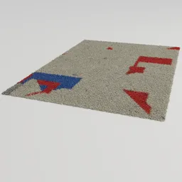 High-quality 3D model of a textured designer carpet with abstract patterns, suitable for Blender rendering.
