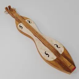 Highly detailed 3D medieval double-bellied dulcimer model, customizable and Blender-compatible, ideal for historical rendering.
