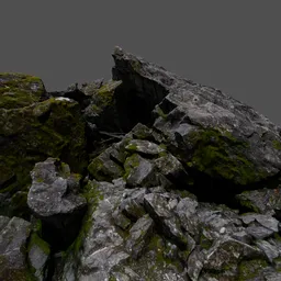 Detailed 3D scanned rocks with realistic textures for Blender animation and CG landscapes.