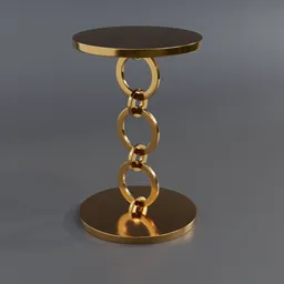 "Jet Set Round End Table in Gold with Black Top and Chainlink Design - 3D model for Blender 3D. Perfect for modern, high-end interiors. Inspired by Evelyn Abelson and August Querfurt."