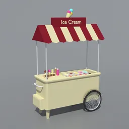 Low Poly Ice Cream Cart