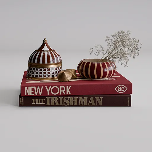Decorative Books and Flower Set