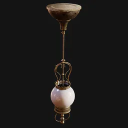 Late 1800s Globe Shade Ceiling Light