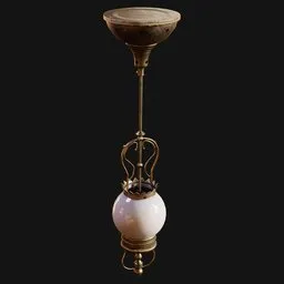 Late 1800s Globe Shade Ceiling Light