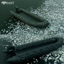 High-quality PBR textured inflatable boat 3D model, detailed design, perfect for Blender 3D projects.