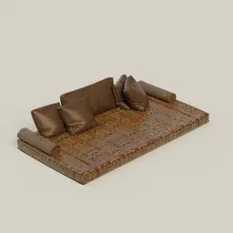Detailed 3D model of a textured lounge bed with cushions, compatible with Blender rendering.