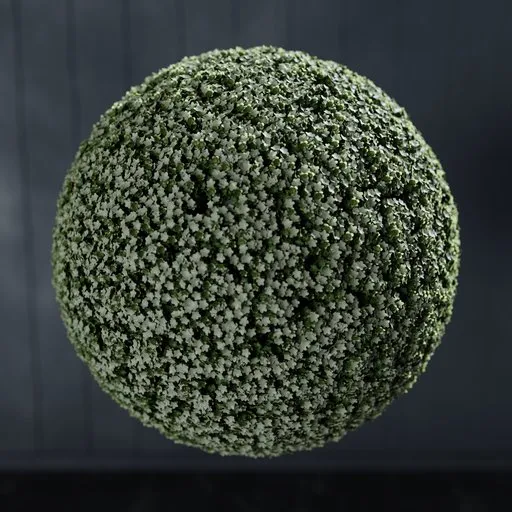 Detailed 3D model of white Gypsophila ball, compatible with Blender, customizable with geometry nodes.