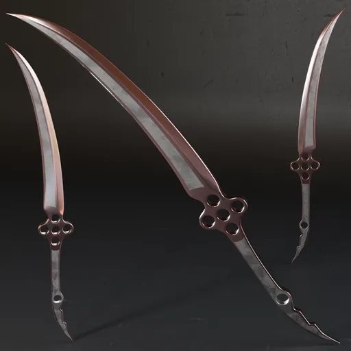 Detailed low poly 3D model of a historical military dagger with high-quality metal texture, ideal for war game designs.