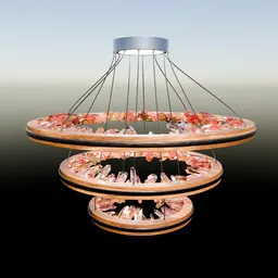 Crystal Chandelier With Metallic And Wooden Elements