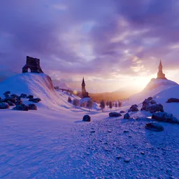 Epic Snowy Fantasy Landscape Scene