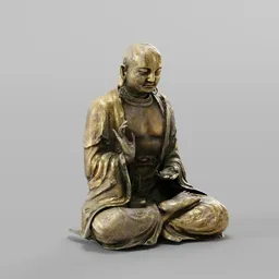 Serene Buddha Bronze Statue sculpted in Blender