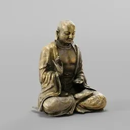 Serene Buddha Bronze Statue sculpted in Blender