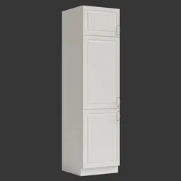 Detailed 3D render of a tall, white cabinet for Blender 3D projects, showcasing intricate design and realistic textures.