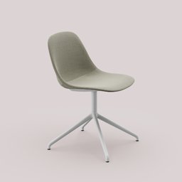 "Muuto Fiber Chair: 3D model for Blender 3D, with SubD and cloth sim. Scandinavian style featuring a white base and light green seat. Rendered in Redshift and Flamingo."