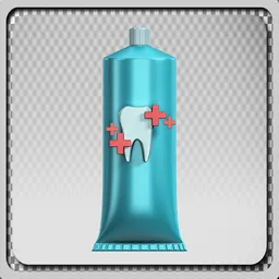 3D Toothpaste Icon with Health Sign