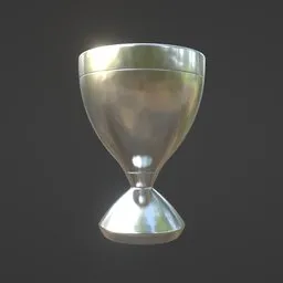 "Streamlined silver chalice: a 3D model for Blender 3D created in BlenderKit. This empty chalice features a shiny silver surface against a black background, resembling the holy grail. Perfect for mobile game graphics, ritual-themed designs, or showcasing magical gems. Inspired by Domenico Ghirlandaio, the chalice boasts a high-level of detail and stunning visuals."
