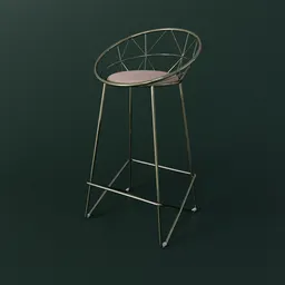 High bar chair 3D model with geometric frame design, ideal for Blender 3D projects.