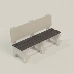 Detailed 3D rendering of a modern concrete and wood bench model designed for Blender software.