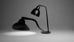 Highly detailed 3D rendering of a modern black desk lamp, ideal for Blender 3D artists and designers.