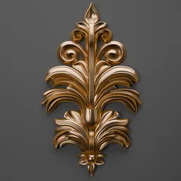 Intricate golden 3D ornament for classic modeling in Blender, enhances project quality.