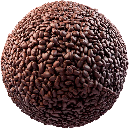High-quality PBR texture of roasted coffee beans for 3D rendering in Blender, seamless for food-material visualizations.