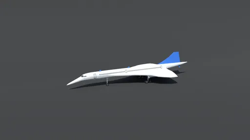Low poly 3D Blender model of Concorde jet with quad mesh ideal for CG visuals and rendering.