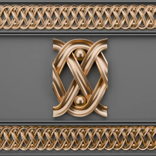 Intricate 3D bronze trim ornament model for Blender, enhancing project speed & quality with elaborate design details.