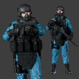 Hazmat Soldier Rigged Blue Suit