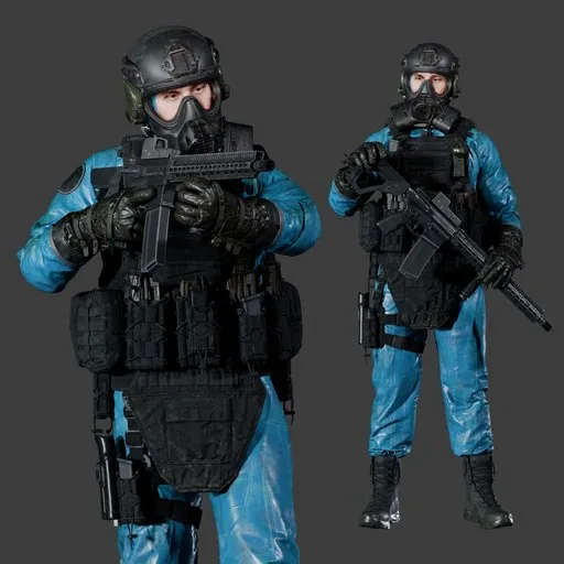 Hazmat Soldier Rigged Blue Suit