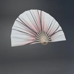 3D modeled folding fan with intricate details, optimized for Blender rendering and suitable for digital art decor.