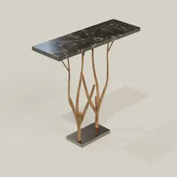 Detailed 3D model of a console table with tree-like supports for Blender artists.
