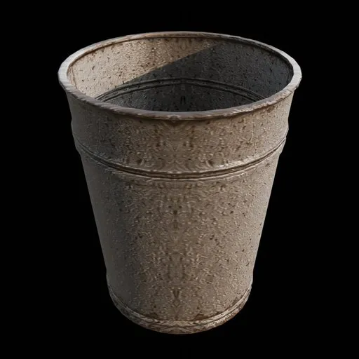 Realistic Metal Trash Bin