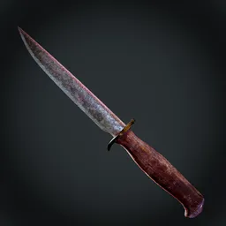 Vintage Combat Knife with Wooden Handle