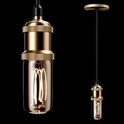 "Industrial Socket ceiling lamp 3D model for Blender 3D - perfect for industrial interior styles. Features luxurious necklaces, gold cables, sleek waterproof design, and high detail 8k resolution. Ideal for adding bright, elegant lighting to any virtual scene."