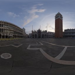 "Piazza San Marco panoramic HDR for lighting scenes with clear skies and historic architecture details"
