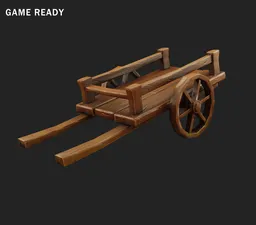 Detailed wooden 3D model cart for Blender, optimized for game asset and animation rendering.