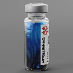 Detailed 3D Blender model of a virus sample vial, pharmaceutical prop with dynamic liquid effect.
