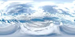360-degree HDRI skydome panorama for 3D scenes with detailed clouds and sunlight effects.