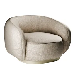 High-quality Blender 3D model of a textured beige armchair with a modern design.