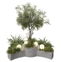 Modern Tree Planter with Lights