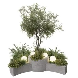 Modern Tree Planter with Lights