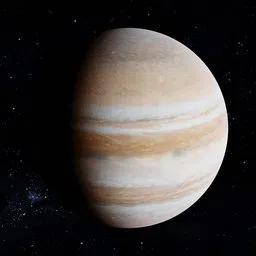 Highly detailed Blender 3D model of Jupiter with realistic textures and lighting, compatible with Cycles Render Engine.