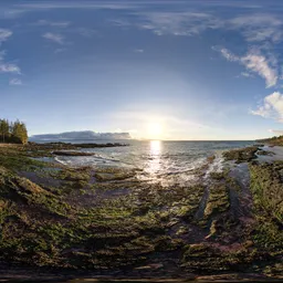 Rocky Ocean Coast Sunny Sunset