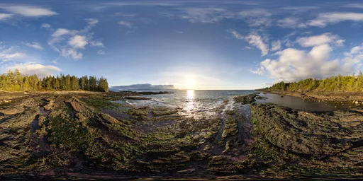 Rocky Ocean Coast Sunny Sunset