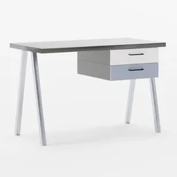 High-quality 3D model of modern study table with drawers, optimized for Blender rendering.
