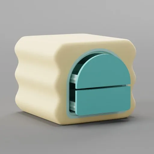 Whimsical 3D-modelled bedside furniture with cartoon-like design for Blender.