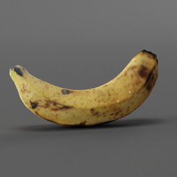 "Realistic lowpoly Banana 3D model for Blender 3D, scanned with photogrammetry technology and reduced to 15K. High detail skin and hyperrealistic colors, perfect for fruit and vegetable visualizations."