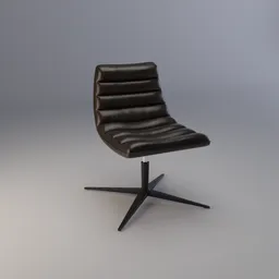 Realistic black leather office chair 3D model with ribbed backrest and five-pointed base, compatible with Blender.