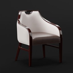 "Anthony Armchair: Elegant Leather and Stained Wood Furniture 3D Model for Blender 3D. With sharp lines and wine red trim, this sleek and smooth body armchair is inspired by Aniello Falcone and Bulgari style. Made for virtual interior design and furniture visualizations."