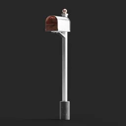 "Cityspace Mailbox: A detailed 3D model of a simple mailbox on a post with a black background. Octane render adds depth and realism to the scene. Perfect for Blender 3D enthusiasts looking for a replica model to enhance their cityscape projects."
